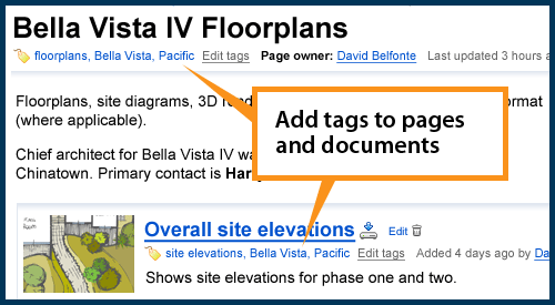 Tags - Apply tags to pages and documents