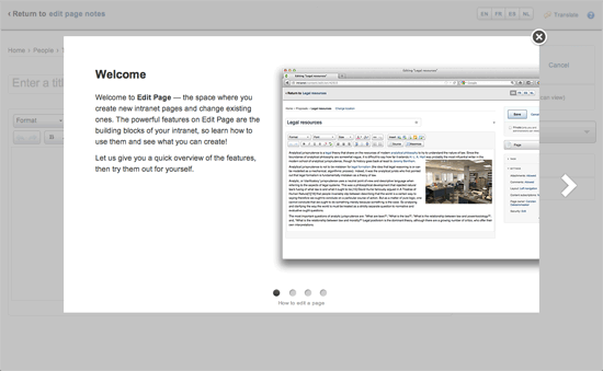 Guided tour to intranet editing