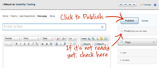 Publish an intranet page