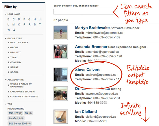 Intranet employee directory