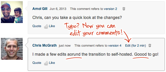 Users often notice their typos immediately after hitting the "Post reply" button.