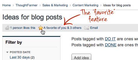 Screenshot - Intranet favorites link