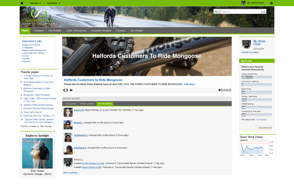 Cannondale's ThoughtFarmer Intranet