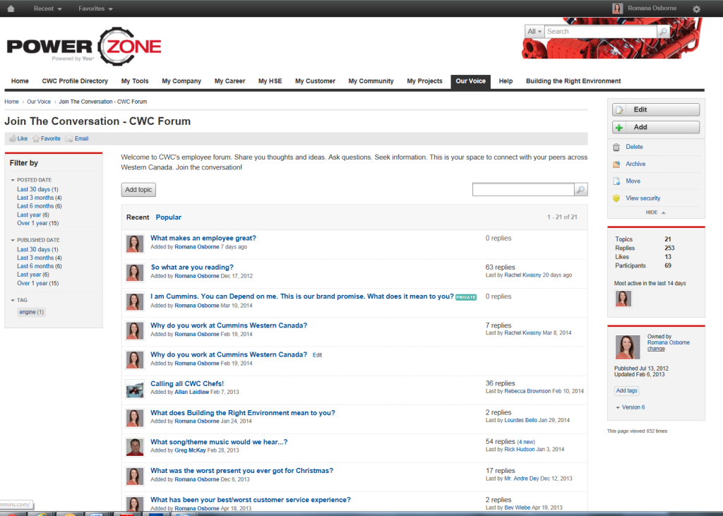 Cummins intranet forum