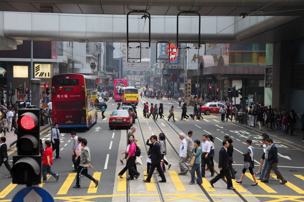 intersection busy street hong kong