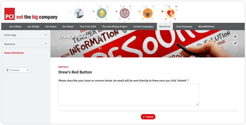PCI Intranet - Red Button