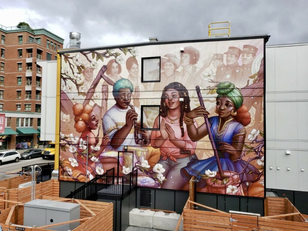 Artwork by Ejiwa "Edge" Ebenebe, artofoedge.com. Mural is located at 258 Union St, Vancouver, BC. Photo courtesy of unodigital.com 