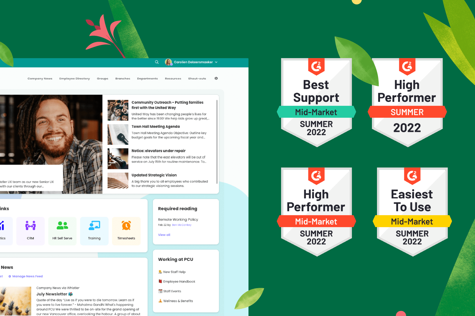 G2 names ThoughtFarmer easiest to use intranet 