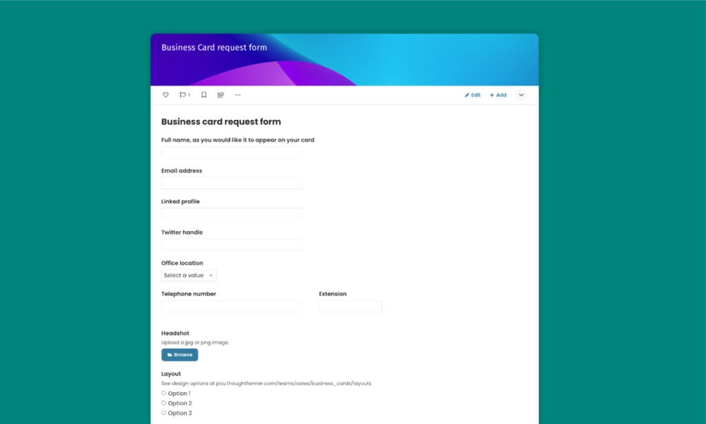 ThoughtFarmer Blog Onboarding Form