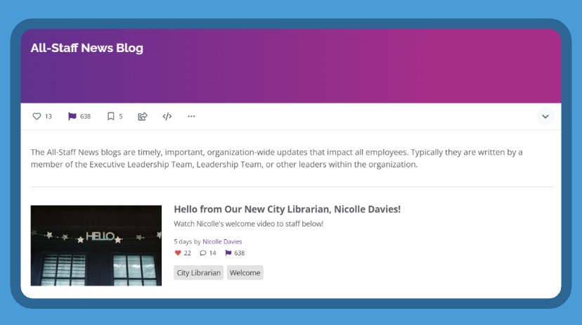 Denver Public Library intranet news blog