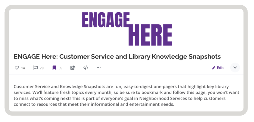 Denver Public Library Intranet - Engage Here